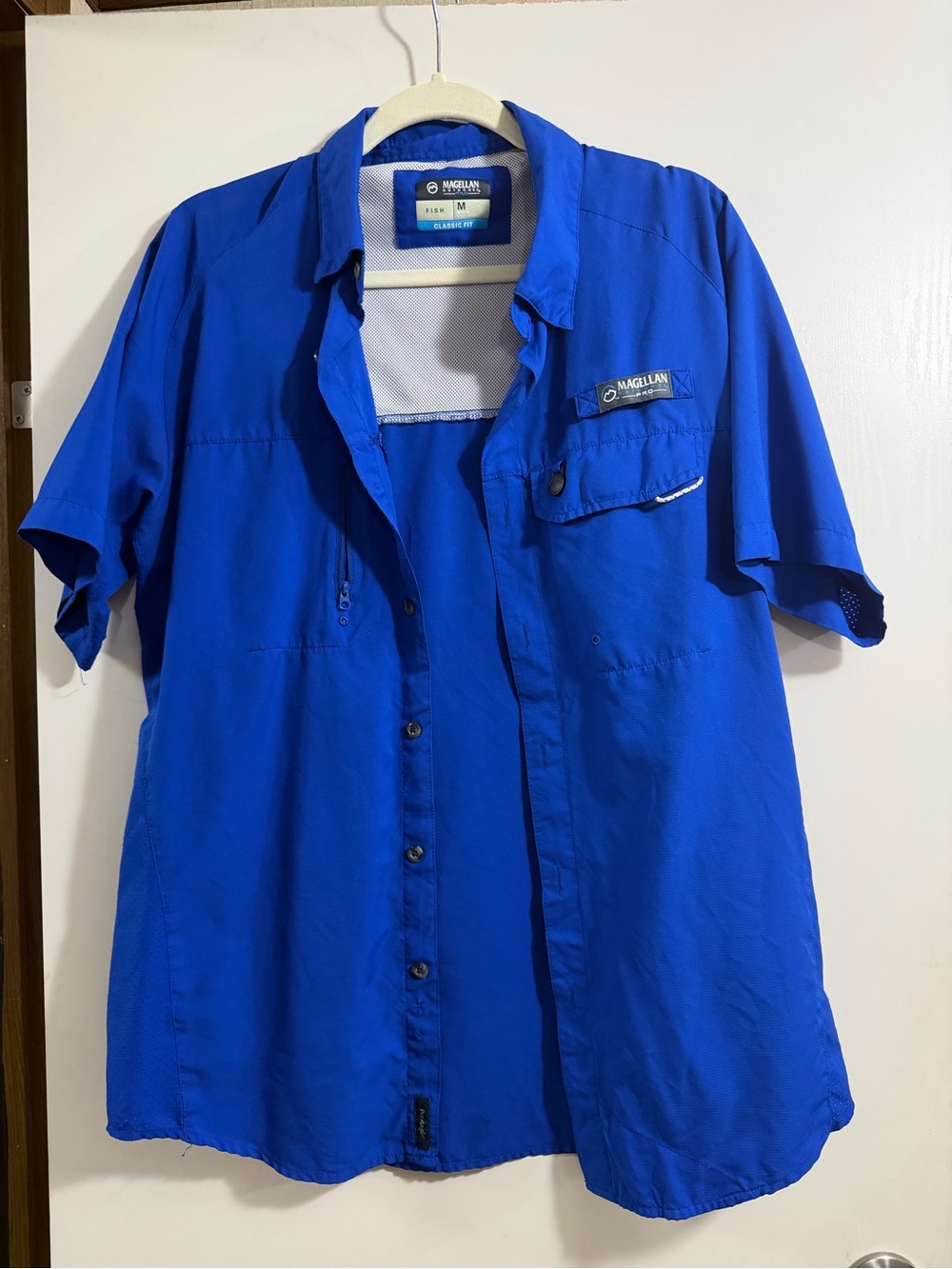 Magellan Outdoors Men’s Short Sleeve Button-Up Shirt in Royal Blue